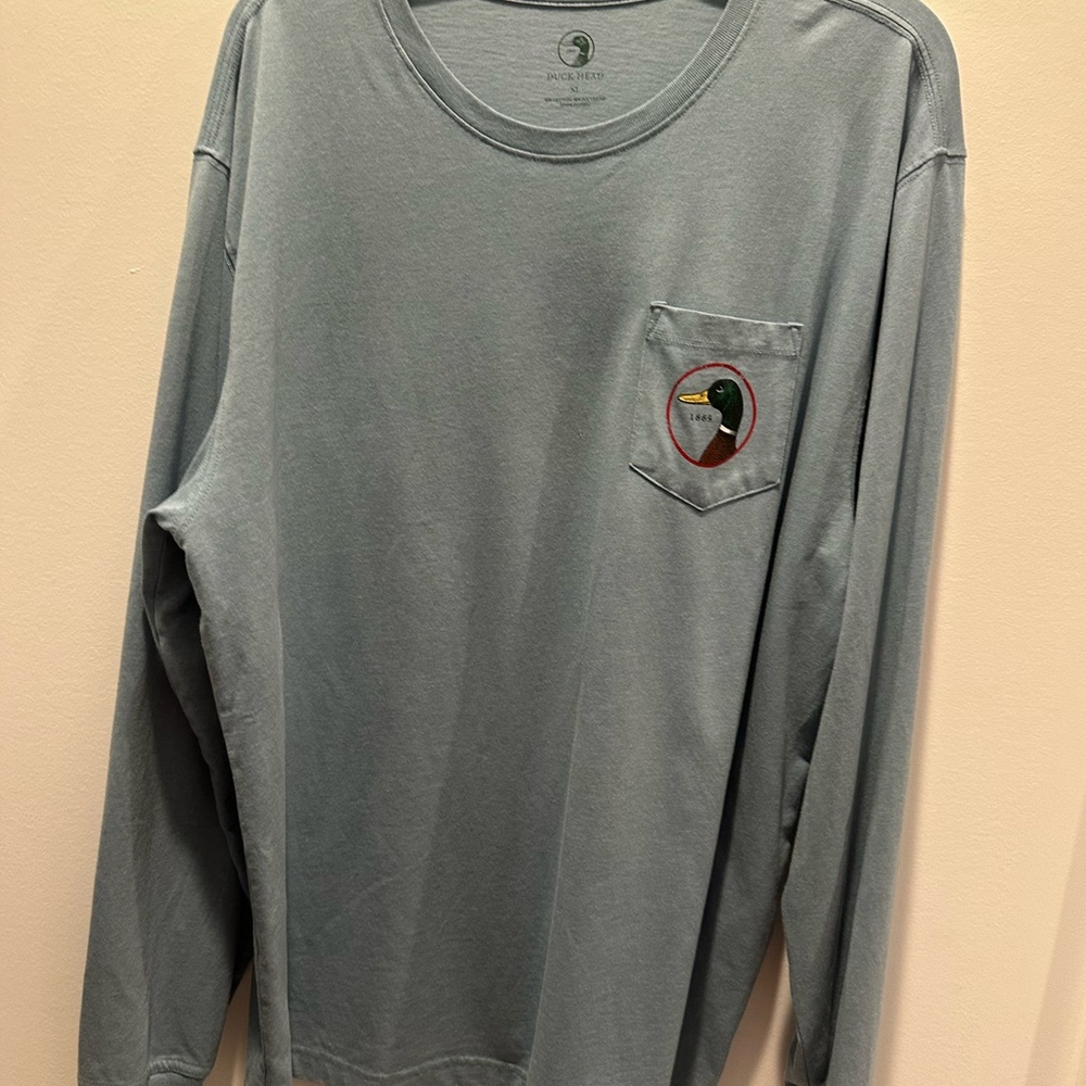 Duck Head Blue Long Sleeve Tee Soft Cotton Crew Neck